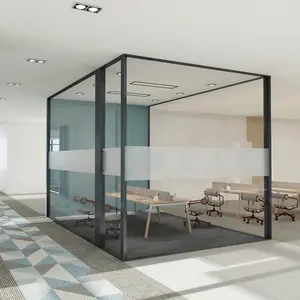 Moderne kommerzielle Innenausstattung Tragbare Büro wände Aluminium gehärtete Schallschutz wand aus Glas in voller Höhe