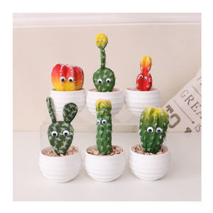 Mini piante di <span class=keywords><strong>Cactus</strong></span> artificiali in vasi bianchi per la decorazione domestica - Product Image 1