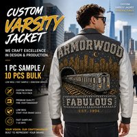 Blouson universitaire sur mesure en cuir d'agneau bicolore avec broderie appliquée, veste d'extérieur de luxe pour homme avec strass, style streetwear, collection automne