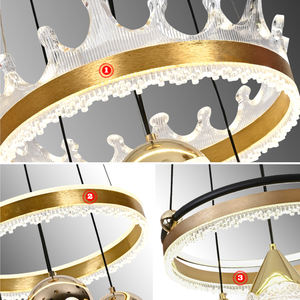 Lampada a sospensione a LED nordica lampada a sospensione in alluminio acrilico illuminazione rotonda per isola cucina contemporanea - Product Image 5