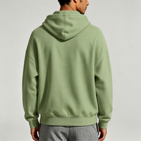 Sweat-shirts et sweats à capuche décontractés pour hommes Streetwear, 370 grammes, en Spandex/Coton, vert, avec poche, en polaire, coupe ample, teint uni, ODM