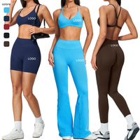 Pantalon taille haute à jambes larges, Leggings de sport sans couture, Short de yoga, Soutien-gorge de sport pour femme, Ensemble de leggings de yoga pour femme