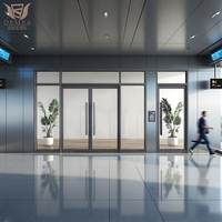 Puerta de Entrada Comercial de Aluminio con Vidrio Esmerilado, Aislamiento Acústico y Térmico, Impermeable, de Acero Inoxidable, Manual, Moderna