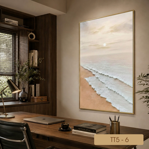 Peinture murale de paysage de plage en soie, directement de l'usine, art décoratif côtier de luxe, fabricant vietnamien OEM ODM - Product Image 5