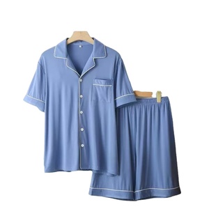 93% 7% in fibra di bambù Spandex Plus Size 4 stagione Set di pigiami da uomo a manica corta pigiami da notte per il tempo libero - Product Image 6