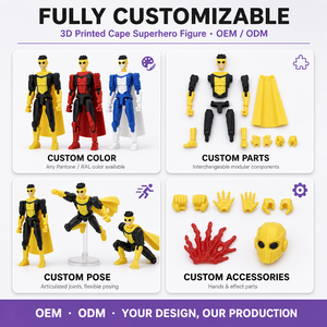 Figurine articulée Mecha Warrior imprimée en 3D FDM avec cape, style <span class=keywords><strong>super</strong></span>-héros, collectionnable, cadeau, OEM ODM, vente en gros - Product Image 2