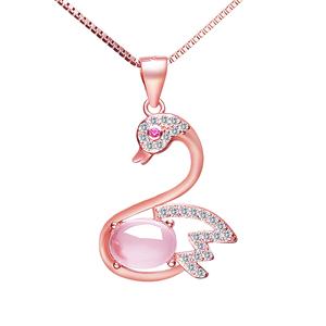 <span class=keywords><strong>สร้อย</strong></span>คอรูปหงส์คริสตัลทองแดงสีชมพูเครื่องประดับสร้อยคอรูปหงส์ประดับเพชรสร้อยคอแฟชั่นจี้รูปสัตว์ - Product Image 3