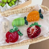 YJL NOUVELLES Pinces à Cheveux en Acétate Série Fruits Sucrés Fraise Grenade pour Femmes, Accessoires de Mode Coréens pour Filles