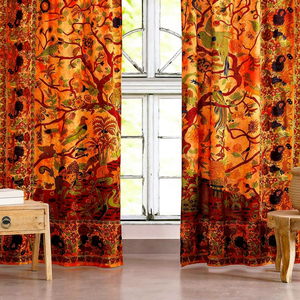 Panneaux de rideaux indiens bohèmes hippies Tie-Dye Mandala Arbre de Vie pour chambre, salon, balcon, décoration intérieure - Product Image 1