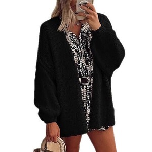 Dropshipping Shopify Plus Size Womens Knit <b>Cardigan</b> Open Front Short Sleeve Solid Color Casual Lightweight Spring Top - Product Image 1