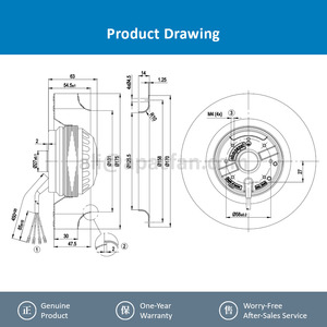 Ventilador Centrífugo de Refrigeración con Rodamiento de Bolas Turbo Servo, para R2E175-AC91-05, 400 VCA, 65 W, 0.2 A, 2550 W, OEM - Product Image 4