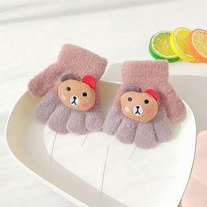 Gants chauds pour enfants en forme d'ours de dessin animé, hiver, complets, pour bébés, hommes et femmes, universels, doigts, 0-3 ans - Product Image 6
