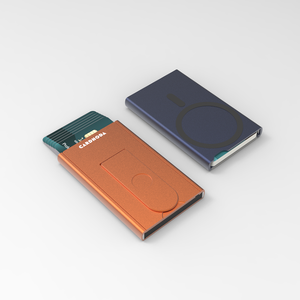 Portefeuille porte-cartes minimaliste Cardhoda avec support pop-up pour téléphone de 6 pouces, en cuir synthétique microfibre orange - Product Image 3