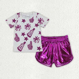Cheer Top Shorts en cuir filles ensemble <span class=keywords><strong>RTS</strong></span> vêtements pour frères et sœurs ensemble de vêtements pour enfants fille vêtements pour enfants - Product Image 3