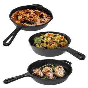 Top Rated 3pcs Cast Iron Skillet Set Perfect for Steak Cast Iron Skillet Frying Pan