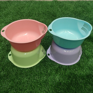 <b>Plastic</b> Rice Washing Basin 4 Pieces Mixed Color Dishwasher Safe <b>Kitchen</b> Vegetable Fruit Drain Basket - Product Image 3