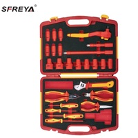 S682-25 SFREYA VDE 1000V isolé isolation outils cas double couleur 25 pièces clé à douille pince tournevis outil ensemble kit