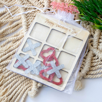 Jeu de société personnalisé Tic-Tac-Toe pour la Saint-Valentin, cadeau de fête, gravé au laser, jeu de fête pour la Saint-Valentin