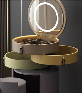 Table de toilette moderne et simple pour chambre à coucher, avec rangement en bois, charge <span class=keywords><strong>sans</strong></span> <span class=keywords><strong>fil</strong></span> et éclairage intégré - Product Image 4
