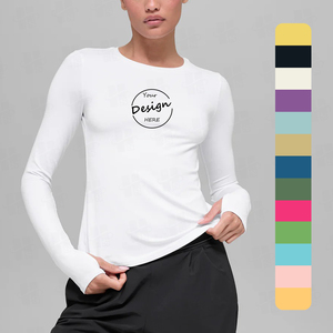 Wholesale High Quality Women Cotton Fitness <b>T</b> <b>shirts</b> customized printing slim fit <b>long</b> sleeve <b>shirts</b> <b>Ladies</b> - Product Image 1