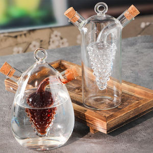 Distributeur d'huile <span class=keywords><strong>et</strong></span> <span class=keywords><strong>de</strong></span> vinaigre 2-en-1 en verre fait main Jinbaijia, créatif, à double paroi, avec bouchon en liège pour la cuisine - Product Image 2