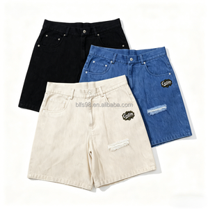 Custom Shorts High Quality 100% Cotton Heavy Vintage Washed Denim Shorts Double Stitching Washed Denim Shorts Vintage Jorts - Product Image 1