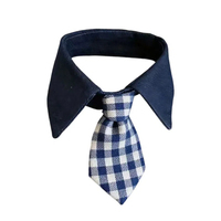 Collier Faux Nœud Papillon Personnalisé Écologique en Coton-Polyester à Carreaux Bleus et Blancs pour Petits Chiens – Vente en Gros