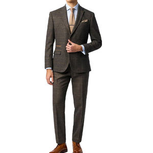 Traje de <span class=keywords><strong>Hombre</strong></span> Talla Grande, Chaqueta de <span class=keywords><strong>Tweed</strong></span> Color Bronceado, Corte Entallado, Traje de Negocios o Boda de Alta Calidad, Traje Casual Personalizado de Un Solo Pecho - Product Image 3
