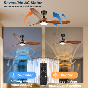 Ventilateur de plafond 52 pouces à 3 pales en <span class=keywords><strong>bois</strong></span> marron avec lumière, élégant et moderne, télécommande intelligente, idéal pour les chambres à coucher - Product Image 3