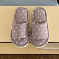 XIXITIAO 2026 Nouvelles pantoufles en coton à pois de style coréen pour femmes, semelle souple antidérapante en EVA, chaussures d'intérieur pour la maison et la chambre