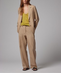 Women's Sand <b>Brown</b> Plaid <b>Wool</b> Single Breasted Button Nonwoven Hand Embroidery Blazer - Product Image 1