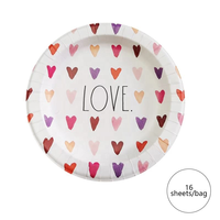Assiette en papier jetable écologique à motif cœur contemporain de 8 pouces pour la décoration de table de mariage ou de fête de la Saint-Valentin, élégante