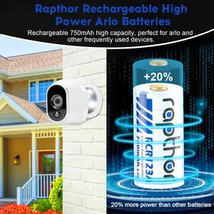 Литиевые аккумуляторы Rapthor 3.7V <span class=keywords><strong>CR123A</strong></span>, 750 мАч, перезаряжаемые, совместимые с камерами Arlo, фонариками, умными датчиками (4 шт.) - Product Image 2