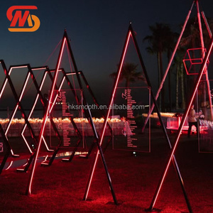 Smooth Modern LED Wedding Arch Metal Portable Red Light <b>Backdrop</b> 8-9ft Height for Party Decoration - Product Image 4