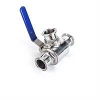 Vanne à boisseau sphérique 3 voies en acier inoxydable SS304/SS316L pour l'industrie laitière, type Tri-Clamp T/L