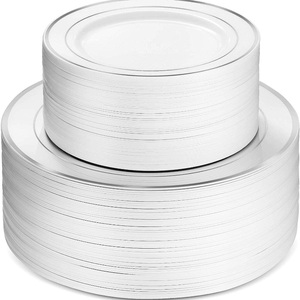 Lusso personalizzabile oro rosa argento argento Set di stoviglie usa e getta comprende piatti e ciotole per feste - Product Image 4