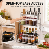 Étagère de rangement pour épices en acier inoxydable à 3 niveaux pour cuisine, à poser au-dessus de l'évier, avec égouttoir à vaisselle intégré
