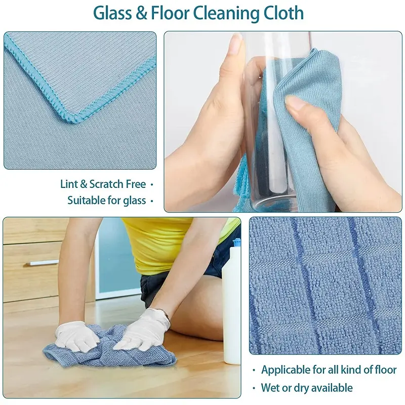 Handuk pembersih Microfiber, kain pembersih serat mikro dapat dipakai ulang untuk dapur, Handuk mobil, kain penyerap serat mikro