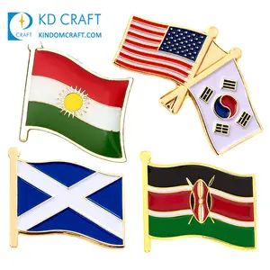 China Hersteller benutzer definierte Metall Emaille National land Kenia Kurdistan Schottland Korea Flagge Anstecknadel zu verkaufen