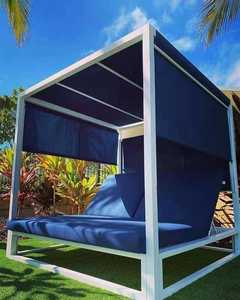 كابينة سرير نهاري للفناء في الهواء الطلق بتصميم جديد مع مظلة فندق ومنتجع وحمام سباحة وسرير للاستلقاء تحت أشعة الشمس للشاطئ أو المسبح - Product Image 2