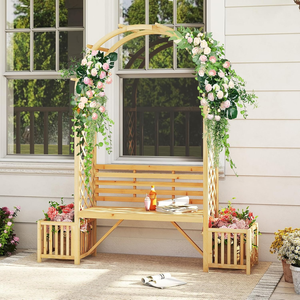 Arco da Giardino con Panchina e Fioriera, <span class=keywords><strong>Pergola</strong></span> in Legno, Traliccio per Rose e Piante Rampicanti - Product Image 3