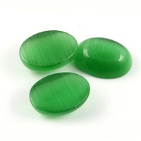 Forme ovale bon marché, perles colorées œil de chat, Cabochon en pierre noire plate, vente en gros