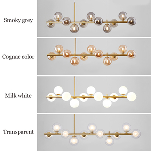 Lustre suspendu en verre nordique moderne, plusieurs têtes, plafonnier gris fumé pour salle à manger - Product Image 5