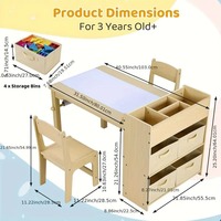 Table à dessin multifonctionnelle pour enfants en bois écologique au design moderne et sécurisé, avec deux chaises, étagère de rangement, rouleau à papier, utilisation en salle de sport
