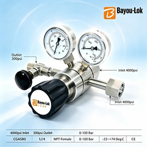 Regulador de Alta Presión de CO2 de 2 Etapas, Entrada 4000 psi, Salida 300 psi, Conector de Entrada CGA580, Industrial, 0-100 Bar, -23~+74 Grados - Product Image 2