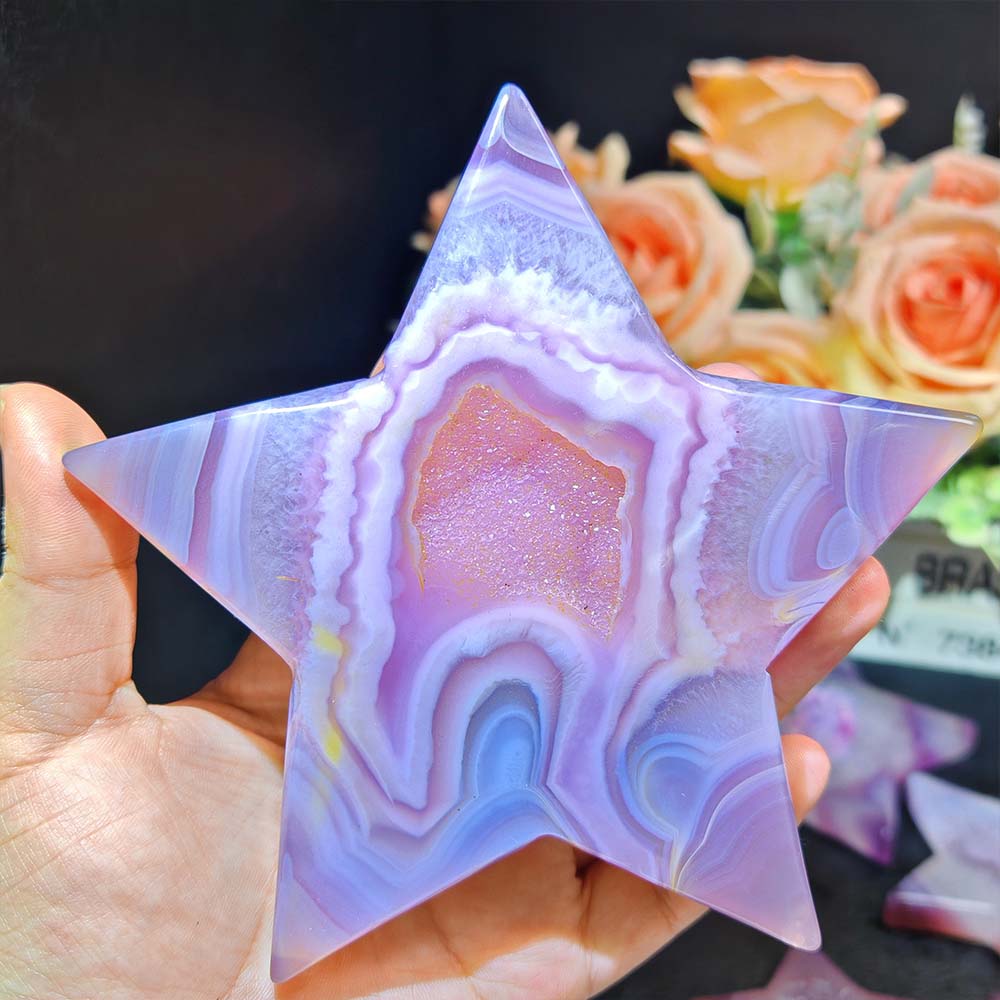 pink agate geode star