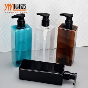 Yuanmai Suye 500ml Square Pet <b>Plastic</b> Dispensing Bottle Lotion Pump For Shower Gel Shampoo Lotion - Product Image 1