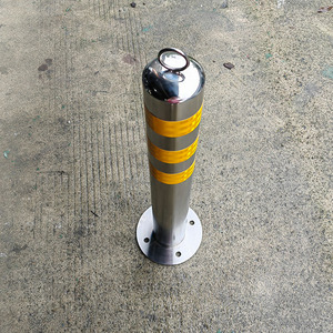 Barrière de signalisation routière, couvercle de <span class=keywords><strong>barricade</strong></span> de stationnement extérieur, poteau de signalisation, poteau de signalisation en acier inoxydable argenté, facile à installer, personnalisable - Product Image 4