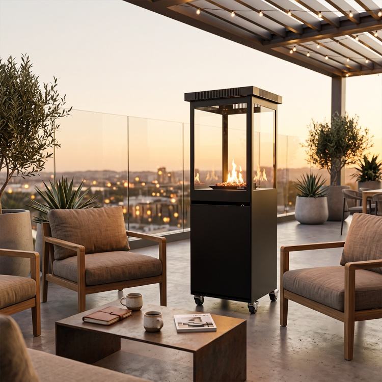 Modern Outdoor Gas & Firewood Fireplace Freestanding Fire Pit Table ...