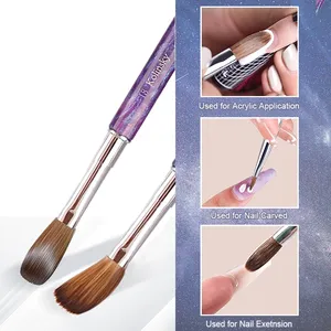 Pincel de Uñas Acrílico 100% Kolinsky con Mango Acrílico Morado para Polvo Acrílico, Pincel para Arte de Uñas con Tecnología de Uñas - Product Image 2